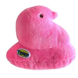 Peeps Pink Plush Easter Chick With Plastic Logo 5 X 4.5" X 3 EUC 2014 🐥💝